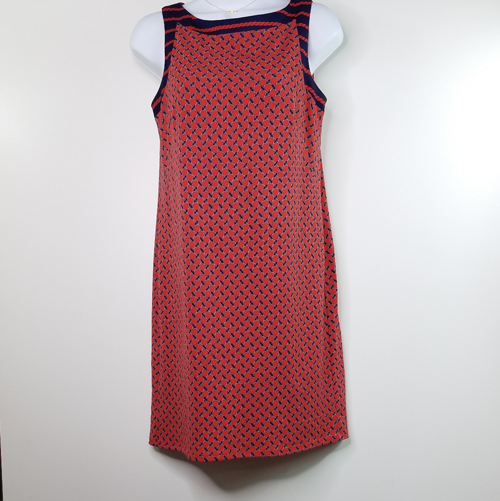 Ann Taylor nautical red and navy sleeveless dress - Picture 1 of 15
